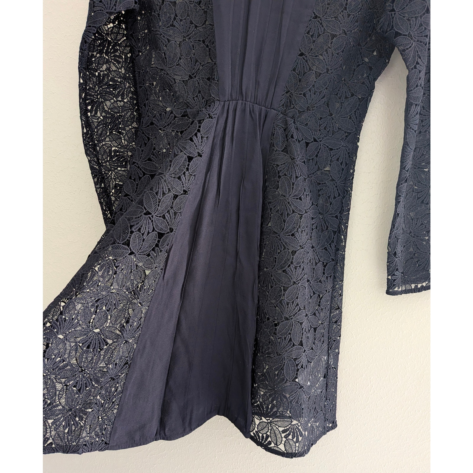Maje Repine Marine Navy Blue Lace Crepe Mini Dress Size 3 Us Large L Nwt New — image 4 of 8